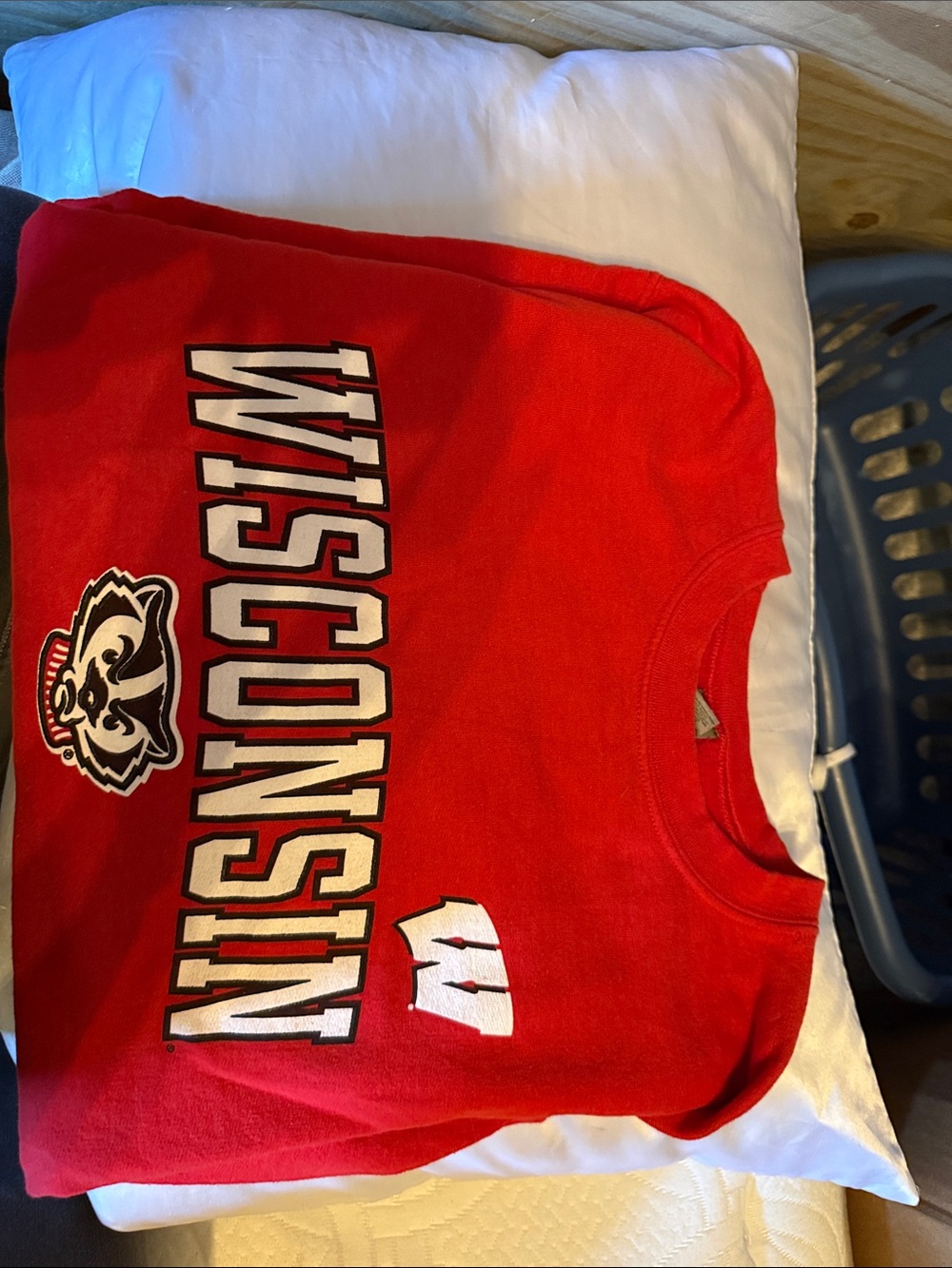 Gildan Red Wisconsin Sweatshirt with Badger Logo